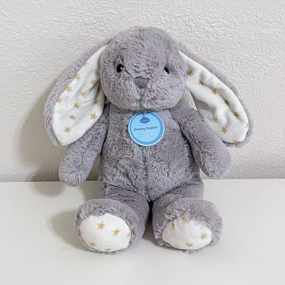 Cloud B Dreamy Hugginz Grey Bunny Rabbit Gold Star Ears Stuffed Plush Lovey 14" - Picture 1 of 12
